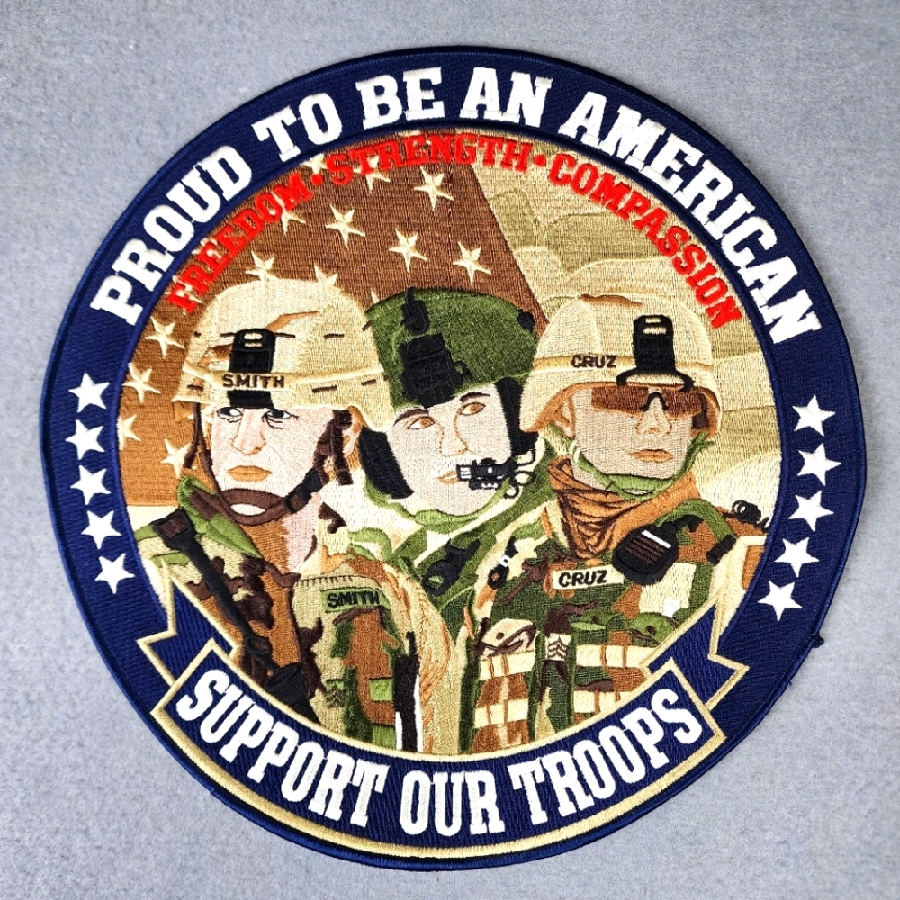 Support Our Troops Patch 12x12 Military Design Freedom Strength Compassion